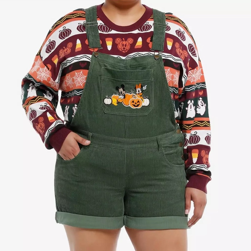 Disney Mickey Mouse & Minnie Mouse Corduroy Shortalls Plus Size Hot Topic